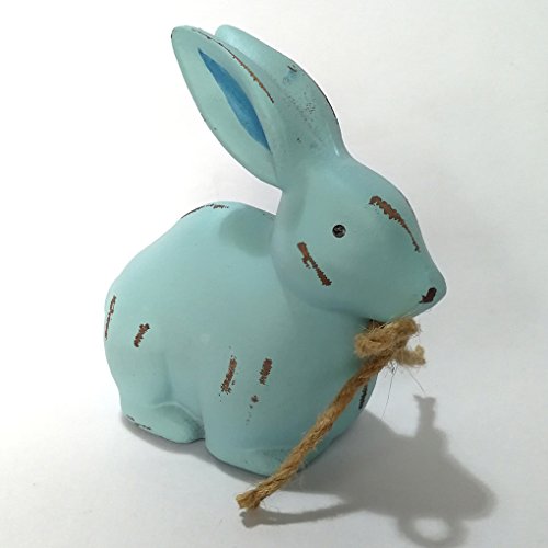 Demino 3D Legno Bunny Buona Pasqua Coniglio Sveglio Table Desk Regalo Toy Decor Ornamenti per Bambini con la Corda Casa Blu - 2