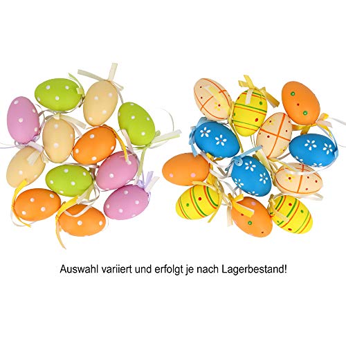 COM-FOUR® 24 Uova di Pasqua con Gancio di Nastro di Seta, Colorate Decorazioni pasquali [Selezione Varia] (24 Pezzi – Mix 2) - 3