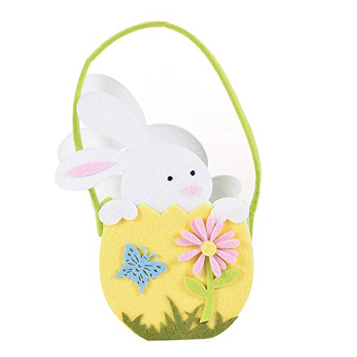 haodene Borse pasquali Rabbit Ears Design con Fiore Candy Bag Articoli per Feste di Pasqua Borsa Tote Bomboniere Regali per Bambini Blue Pink - 4