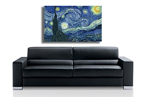 Quadro Notte stellata VINCENT VAN GOGH – RIPRODUZIONE STAMPA SU TELA Quadri Moderni Arte Moderno Astratto Cucina Soggiorno Camera da letto printerland.it (70×100 cm) - 2