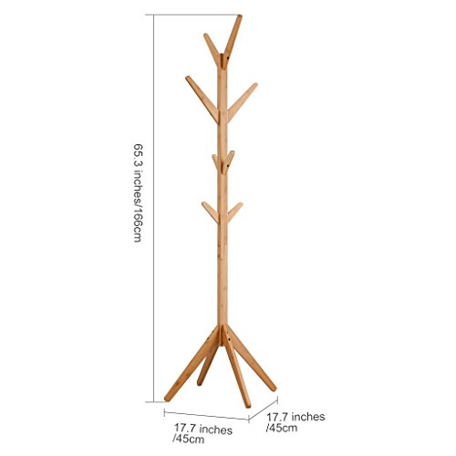 LANGRIA Appendiabiti di Bambo Tipo di Albero con 8 Ganci in 4 Livelli e Piedi Solidi per Appendere Abiti Sciarpe e Cappelli, Colore di Naturale Bamboo - 4