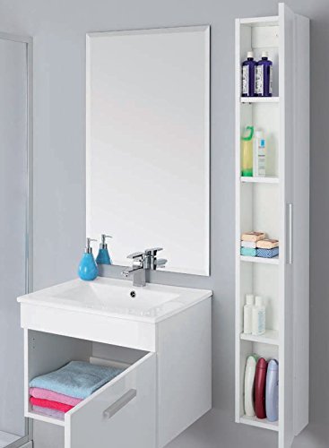 Mobile Bagno sospeso 60 cm bianco rovere chiaro o scuro arredo con colonna abbinata omaggio Mobili con anta - 6