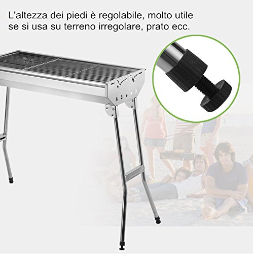 Mbuynow Barbecue Griglia a Carbone Professionale per 5-10 Persone, Utensile BBQ Grill Barbecue Carbone Pieghevole per Picnic con Gli Amici, Riunione di Famiglia in Balcone e Giardino, Campeggio ECC - 4