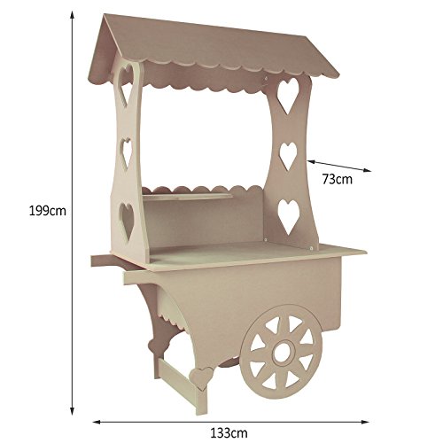 MonsterShop – Carretto dei Dolci in Legno MDF per Matrimonio, Compleanno e Battesimo 199cm x 133cm x 73cm - 5