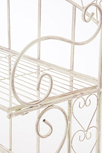 CLP Étagère in Ferro Richiudibile ANTJE – Scaffale Rustico Cucina 4 Ripiani I Scaffale Espositore Shabby Chic I Scaffale Espositore per Piante e Fiori I Scaffale Cucina o Bagno Crema Antico - 5