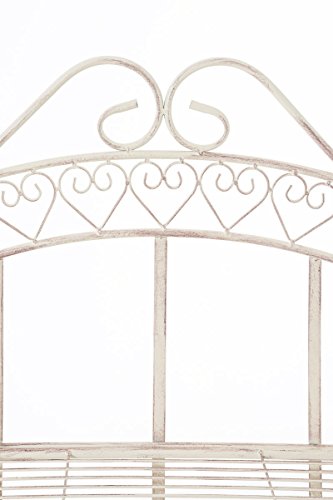 CLP Étagère in Ferro Richiudibile ANTJE – Scaffale Rustico Cucina 4 Ripiani I Scaffale Espositore Shabby Chic I Scaffale Espositore per Piante e Fiori I Scaffale Cucina o Bagno Crema Antico - 6