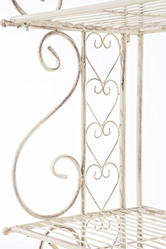 CLP Étagère in Ferro Richiudibile ANTJE – Scaffale Rustico Cucina 4 Ripiani I Scaffale Espositore Shabby Chic I Scaffale Espositore per Piante e Fiori I Scaffale Cucina o Bagno Crema Antico - 7