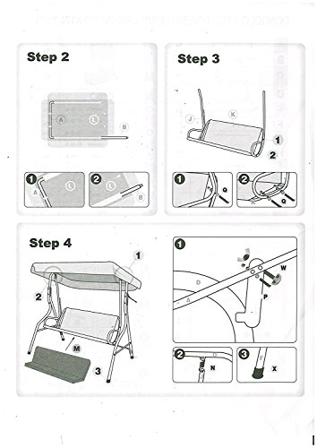 EUROLANDIA® 81314 - Dondolo a 3 posti da Giardino Bordeaux con Struttura Grigia - 6