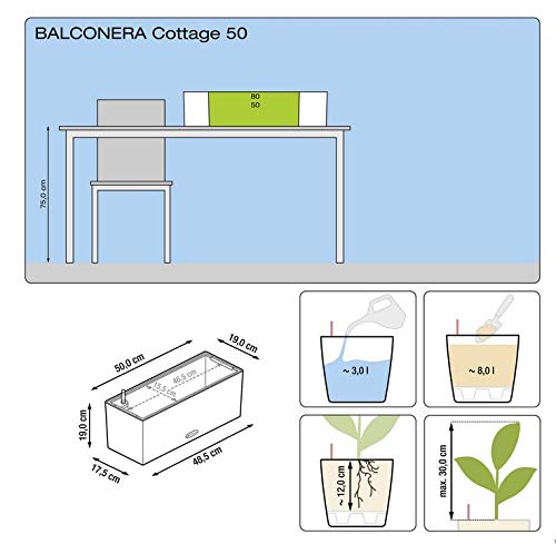 Lechuza Balconera 50 Cottage Set Completo, Vaso Fioriera in Resina per Piante, Bianco - 7