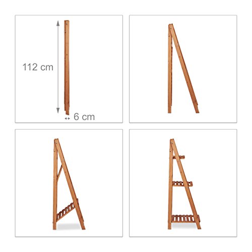 Relaxdays Fioriera a scala in legno scaffale portafiori da interno pieghevole 3 ripiani HLP 107,5 x 41 x 40 cm marrone - 3