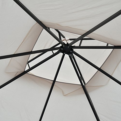 Outsunny Elegante Gazebo da Giardino con Tettuccio Traspirante Metallo e Poliestere 3x3M Beige - 7