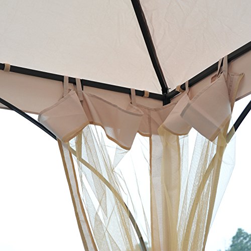 Outsunny Elegante Gazebo da Giardino con Tettuccio Traspirante Metallo e Poliestere 3x3M Beige - 8