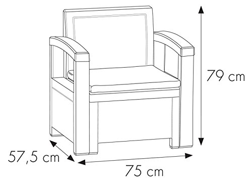 Bica 9067.4 Set Nebraska Salottino 4 Posti, Antracite, 281 x 155 x 79 cm - 2