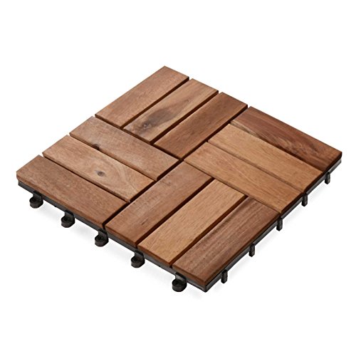 casa pura Pavimento per Esterno ad Incastro | Pavimentazione Giardino | mattonelle | piastrella autobloccante | Legno di Acacia | Set da 11, 30x30cm - (1 m²) | Ranger - 3