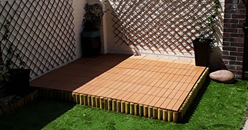 36 piastrelle a incastro per pavimenti, in legno composito – teak a scatto per patio, giardino, balcone, vasca idromassaggio, con pannelli quadrati da 30 cm - 5