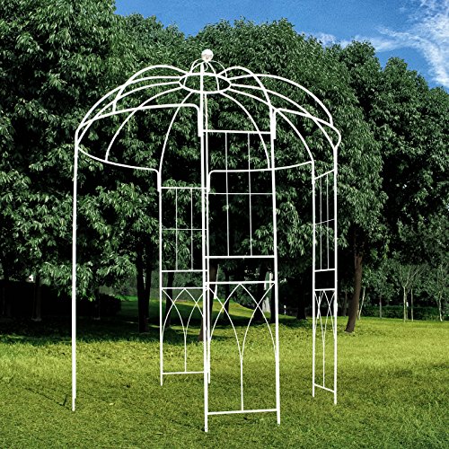 Outour®, gazebo a 4 lati a forma di gabbia per uccelli; traliccio ad arco in ferro battuto; gazebo, supporto per piante - 2