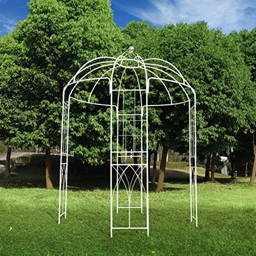 Outour®, gazebo a 4 lati a forma di gabbia per uccelli; traliccio ad arco in ferro battuto; gazebo, supporto per piante - 4