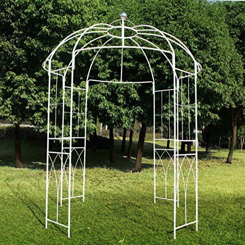 Outour®, gazebo a 4 lati a forma di gabbia per uccelli; traliccio ad arco in ferro battuto; gazebo, supporto per piante - 8