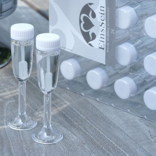 EinsSein 24x Bolle di Sapone Matrimonio Vetro Box Bianco Wedding Bubbles bollè sposi Piccola Compleanno Festa sapomo bolles sposi Bolla Contenitore Matrimonio Decorazioni Decoration Accessories Nozze - 3