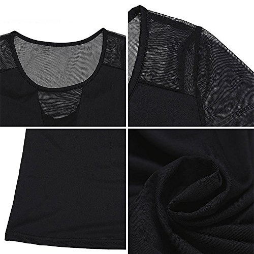 Imixcity Donna Maglie a Manica Lunga Sexy Transparente Blusa Elegante (Nero, Large) - 7