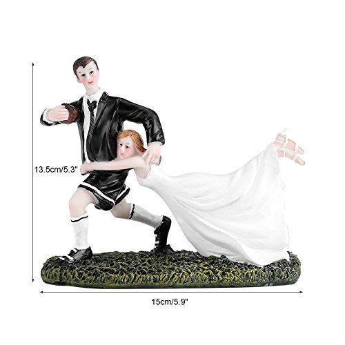 Yosoo Carino e Divertente per Torta Nuziale sposi Rugby Love Sposa e Sposo Coppia Statuetta in Resina per Decorazione da Tavolo - 4