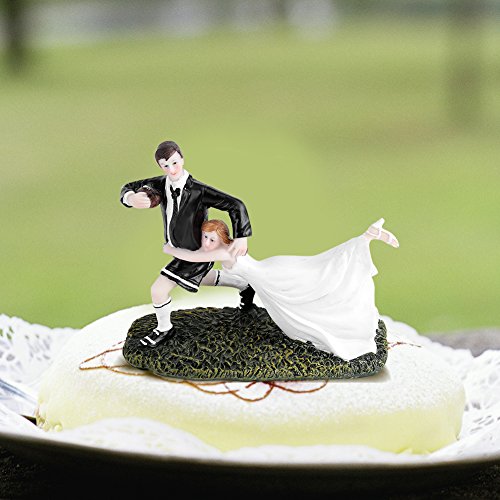 Yosoo Carino e Divertente per Torta Nuziale sposi Rugby Love Sposa e Sposo Coppia Statuetta in Resina per Decorazione da Tavolo - 6