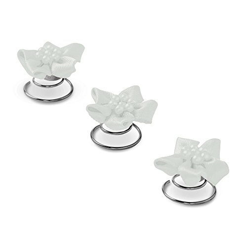 CURLII 5 fiori con spirale - Gioielli per capelli da sposa - Edizione antica - Bianco - 2