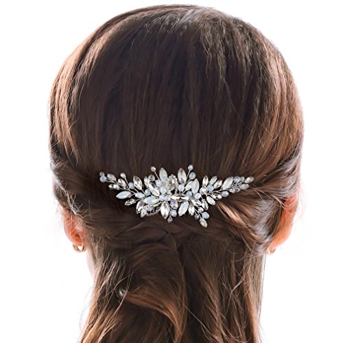 Handcess, pettinini da sposa, accessori da sposa in argento con diamanti sintetici, accessori da donna - 2