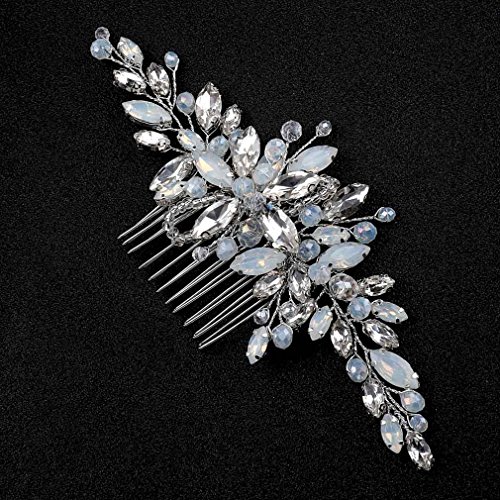 Handcess, pettinini da sposa, accessori da sposa in argento con diamanti sintetici, accessori da donna - 9