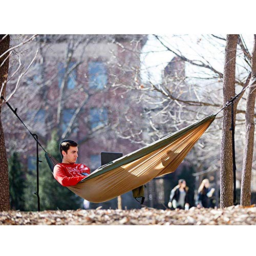 NatureFun Amaca da Campeggio da Viaggio Ultraleggera | Capacità di Carico 300kg,(275 x140 cm) Traspirante, Nylon da Paracadute ad Asciugatura Rapida | 2 x Moschettoni Premium,2 x Corde in Nylon Incluse |Per Esterno Interno Giardino - 4