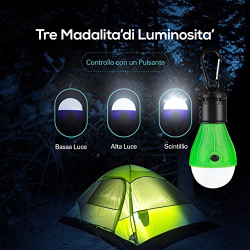 LED da Campeggio,Hovast Impermeabile Esterno LED Emergenza Lampada Portatile Alimentata a Batterie Lanterna da Campeggio [4 Pezzi] per l'escursionismo, la Pesca, la Caccia,le Attività di Alpinismo - 4