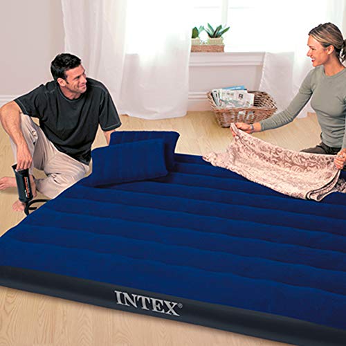 Intex 68765E Materasso Matrimoniale con Pompa Manuale, 152 x 203 x 22 cm, Blu - 3