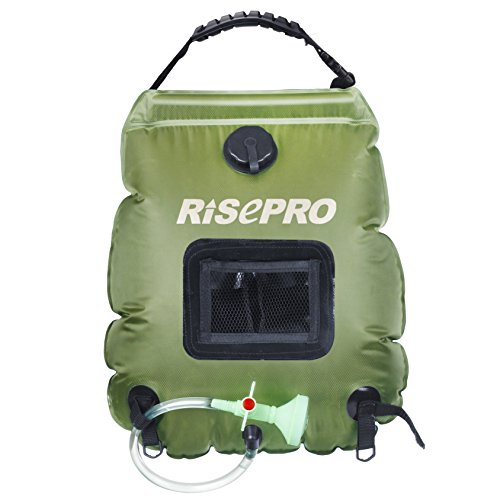 Borsa per doccia solare, Risepro®, 20 l, borsa da campeggio per doccia con acqua calda ad una temperatura di 45 C; soffione rimovibile, flessibile, on/off adatto per campeggio, scalate - 2