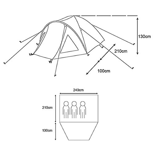 Semoo Tenda Campeggio Impermeabile per Famiglia, 2-3 Persone, 4 Stagioni, 310 x 240 x 130 cm, Ingresso D, con zanzariera, Inclusa la Borsa per Il Trasporto - 5