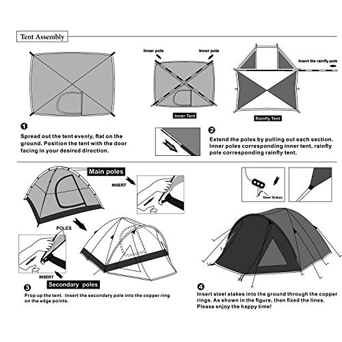 Semoo Tenda Campeggio Impermeabile per Famiglia, 2-3 Persone, 4 Stagioni, 310 x 240 x 130 cm, Ingresso D, con zanzariera, Inclusa la Borsa per Il Trasporto - 6