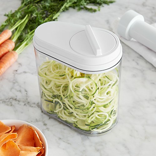 Affettaverdure elettrica a spirale 100 W con pratico contenitore inclusi 4 inserti di taglio in acciaio inox per tagliare frutta e verdura a forma di pasta, Affetatrice a spirale - 6