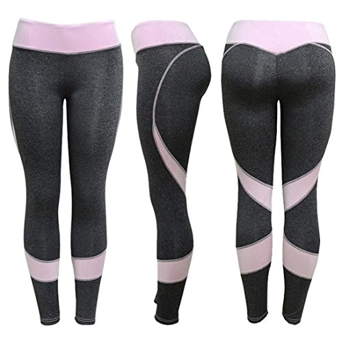 Homebaby A forma di Cuore Leggings Sportivi Donna - Maglia Eleganti Leggings Sport Opaco Yoga Fitness Spandex Palestra Pantaloni Leggins Push Up - Pantaloni Tuta Donna (S, Grigio) - 2