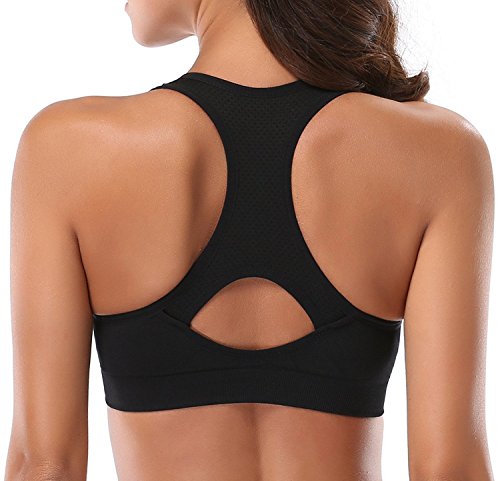 ANGOOL Donna Reggiseno Sportivo Senza Cuciture Banda Elastica Reggente Yoga Fitness Top Imbottito - 3