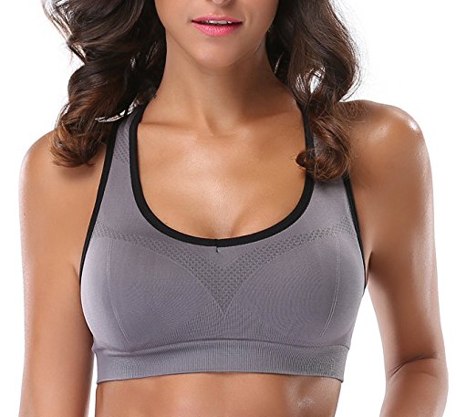 ANGOOL Donna Reggiseno Sportivo Senza Cuciture Banda Elastica Reggente Yoga Fitness Top Imbottito - 4