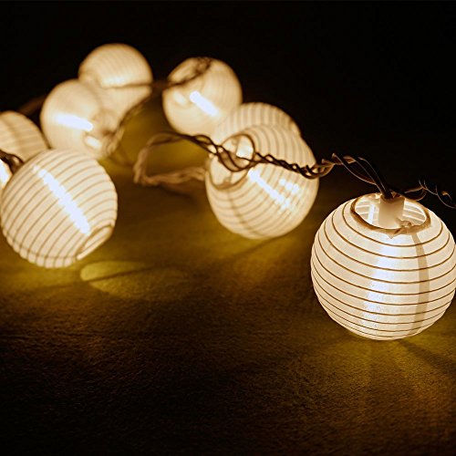 Eleganbello, Catena Luminosa, Striscia di Luci, 4m, 20 LED, Lanterne, Funziona con Batteria, Lucine Decorative per Interno e Esterno - 7