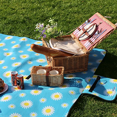 SONGMICS 200 x 200 cm Coperta da PIC-nic Tappeto per Campeggio Giardino Impermeabile Pieghevole Portatile con Manico GCM74J - 2