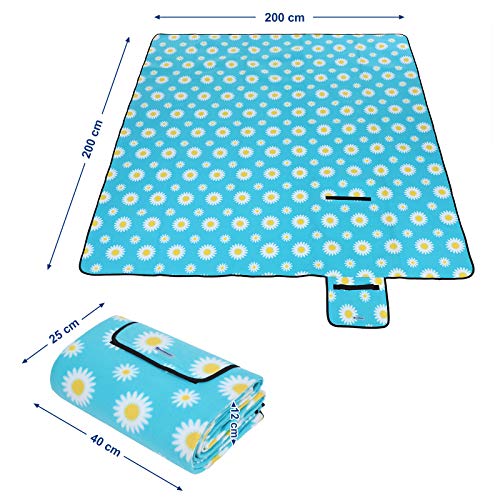 SONGMICS 200 x 200 cm Coperta da PIC-nic Tappeto per Campeggio Giardino Impermeabile Pieghevole Portatile con Manico GCM74J - 4