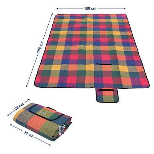 SONGMICS Coperta Telo PIC-nic Tappeto Campeggio Giardino Impermeabile Pieghevole Manico Multiuso 195 x 150 cm GCM50K - 3