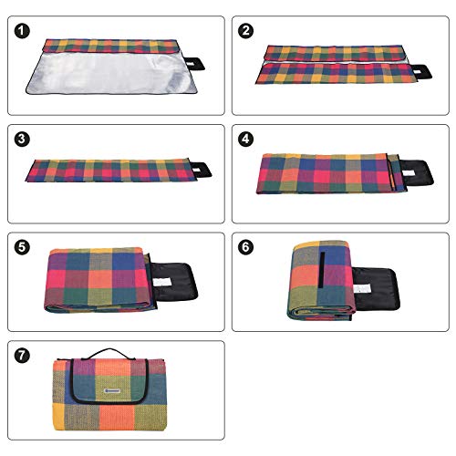 SONGMICS Coperta Telo PIC-nic Tappeto Campeggio Giardino Impermeabile Pieghevole Manico Multiuso 195 x 150 cm GCM50K - 7