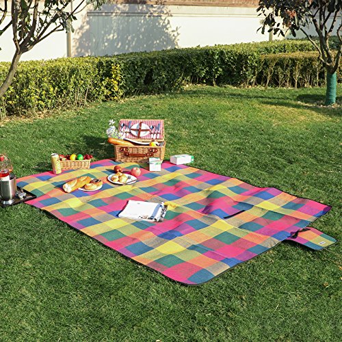 SONGMICS Coperta Telo PIC-nic Tappeto Campeggio Giardino Impermeabile Pieghevole Manico Multiuso 195 x 150 cm GCM50K - 8