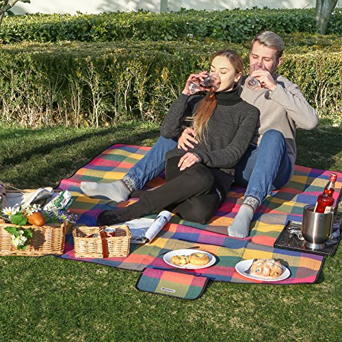 SONGMICS Coperta Telo PIC-nic Tappeto Campeggio Giardino Impermeabile Pieghevole Manico Multiuso 195 x 150 cm GCM50K - 9