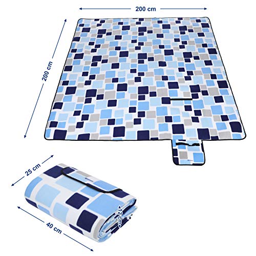 SONGMICS 200 x 200 cm Coperta Telo PIC-nic Tappeto Campeggio Giardino Impermeabile Pieghevole Manico Multiuso GCM71L - 3