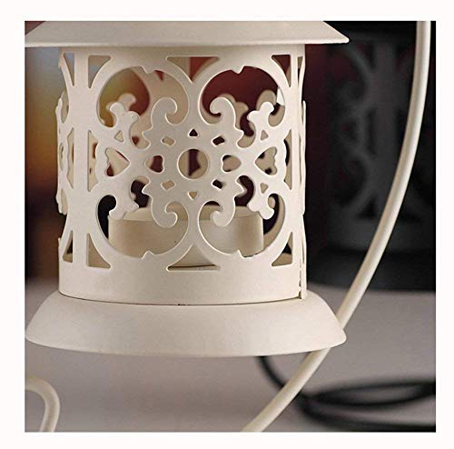 MoGist candeliere Retro scolpito durchb rochene Gazebo tavolo Lanterna ferro in Candelabro Home matrimonio tavolo decorazioni, bianco, 21 * 13CM - 4