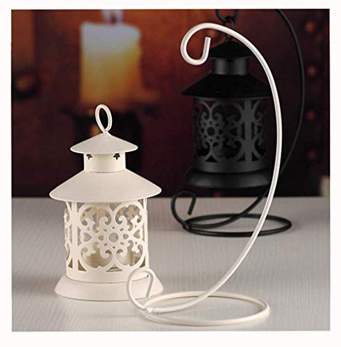 MoGist candeliere Retro scolpito durchb rochene Gazebo tavolo Lanterna ferro in Candelabro Home matrimonio tavolo decorazioni, bianco, 21 * 13CM - 5