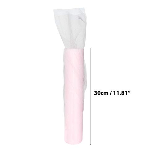 Rotolo Tulle Rosa Confetto (Confezione da 2)-2x25 Metri, Larghezza 30 cm-Bobina Tessuto Organza per Velo Nuziale, Abiti da Sposa, Fusciacca, Gonne Tutù, Runner, Decorazione Matrimonio,Banchetto Festa - 3